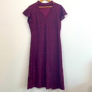 EUC Julia Jordan Burgundy Floral Lace Short Sleeve Dress size 10